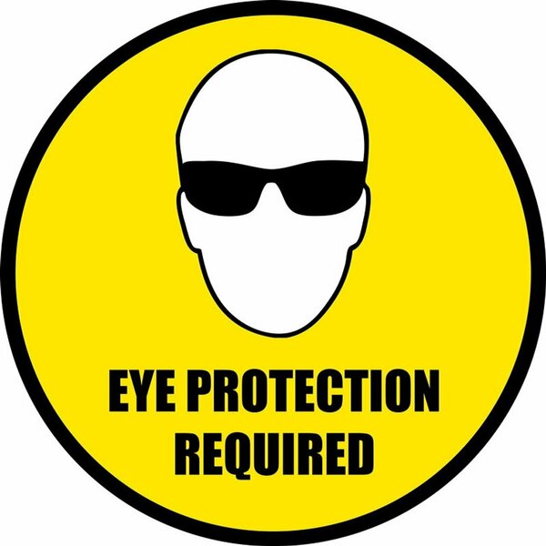 5S Supplies Eye Protection Required 18in Diameter Non Slip Floor Sign FS-PPEEYEP-18